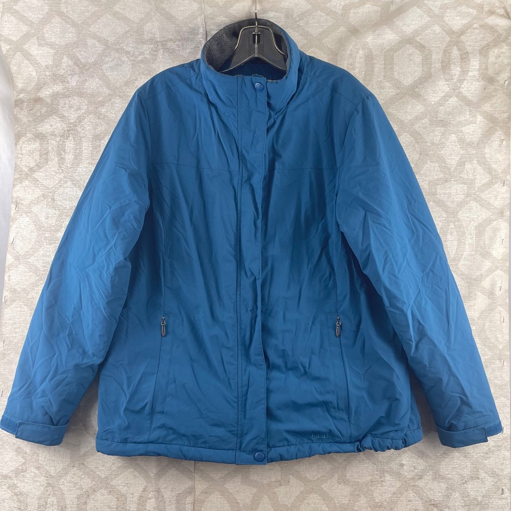 LL Bean Womens Warm-Up Jacket Blue Fleece Lined Insulated Full Zip Large L 0GBP9